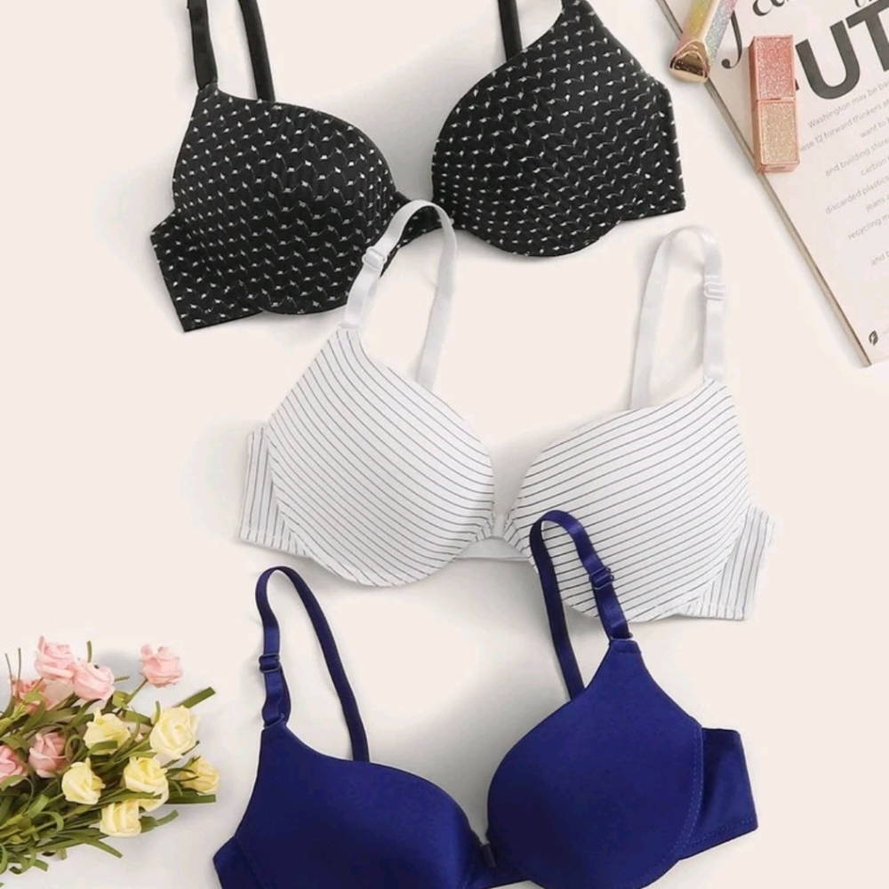 3 Pack Mixed Print Underside Bra Set